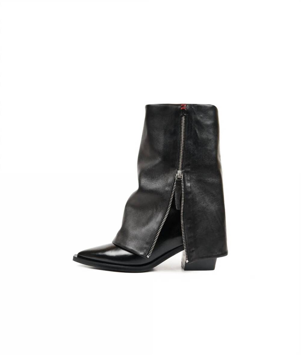 NEW HALMANERA women's foldover lug sole boots in black